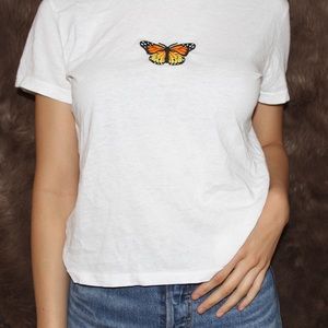 NWOT Brandy Melville white butterfly hailie top